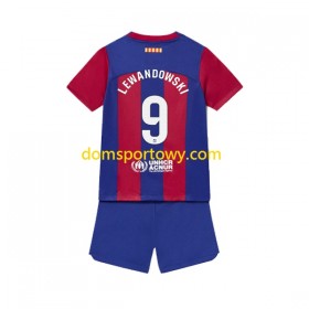 Koszulka FC Barcelona Robert Lewandowski 9 Dziecięcy Domowe Koszulki Piłkarskie 2023-2024 Krótki Rękaw